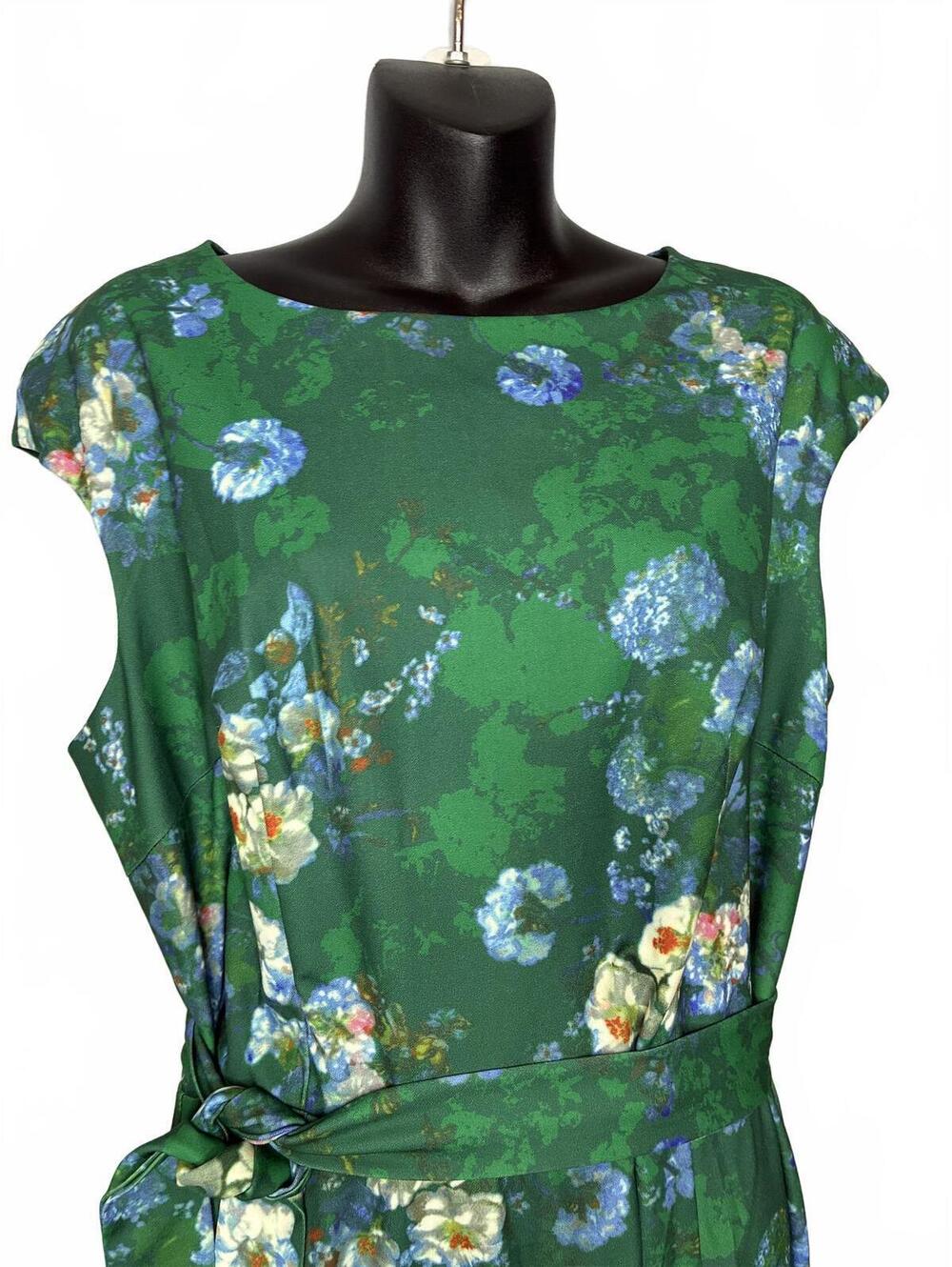 Dress Tells Green Floral Belted Dress Women's 2XL - Picture 4 of 8